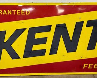 Kent Feeds Emb. Metal Sign With Wood Back, 95in x 47in