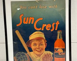 Framed Sun Crest Advertising Cardboard Poster, 9×12 Inches