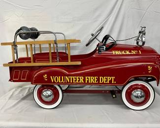Kids Pedal Car Fire Truck, Red, 40in, Volunteer Fire Dept. Design