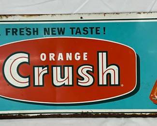 Orange Crush Tin Sign, 32in x 12in