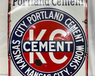 Single-Sided Kansas City Portland Cement Porcelain Advertising Sign, 24×36 in.