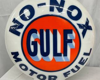 Gulf No-Nox Milk Glass Gas Pump Globe, 16 inches
