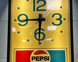 Pepsi-Cola Light-Up Wall Clock in Plastic and Metal Frame, 30×40 Inches