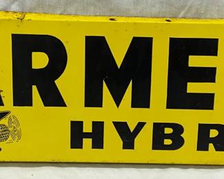 Farmers Hybrids Sign - w/corn graphics, 20 x 6 Inches