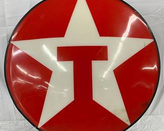 Texaco Light Up Can Sign with Red Star Logo, 33in Diameter w/6in. can