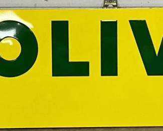 Oliver Emb Metal Sign w/Wood frame back, 95in x 23in