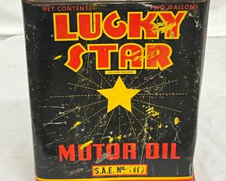 Lucky Star Two-Gallon Motor Oil Can by Crescent Supply Co., Marietta, Ohio