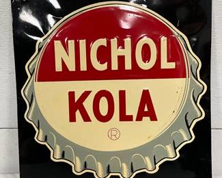Embossed Metal Nichol Kola Advertising Sign, 14in x 14in