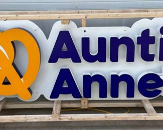 Emb. ‘Auntie Anne’s’ Lighted Lexan Sign, Crated, Measures 79in x 30in
