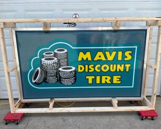 Mavis Discount Tire Lighted Lexan Can Sign, Measuring 73in x 42in, Rewired & Functional