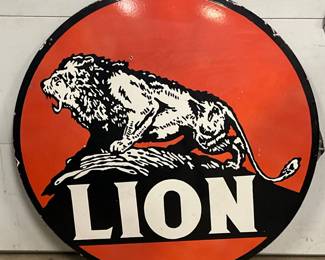 DS Porc. Lion Gasoline Sign, 48 Inches - Contemporary