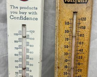 (2) Standard Oil Metal Thermometers, 3 x 11.5 