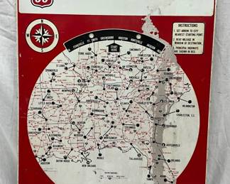 Phillips 66 Metal Gas Station Road Map Sign