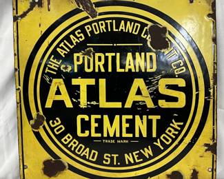 Single-Sided Porcelain Sign for The Atlas Portland Cement Co., 17in x 17in