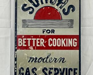 Emb. Sungas Gas Service Sign, 17in x 47in
