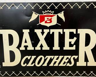 Baxter Clothes’ Metal Sign w/Wood Backing, 67in x 45in