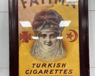 Fatima Turkish Cigarettes Cardboard, Framed, 21×30 