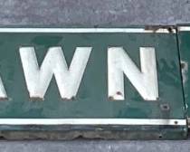 2pc. Emb. Porc. ‘Fairlawn Stores’ Sign, 161 inches