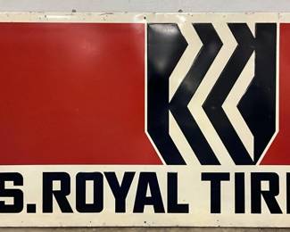 U.S. Royal Tires Emb.  Metal Sign with Wood Backing, 95×47 