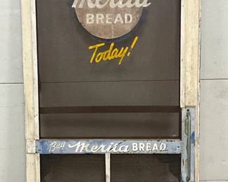 Early Merita Bread Screen Door w/Graphics, Measures 79in by 32in