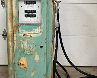 Early Bennett Gas Pump with Patina Finish