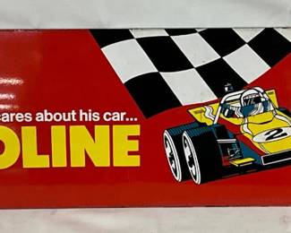 Valvoline Metal Sign with Racing Graphics, Measures 28in by 7in