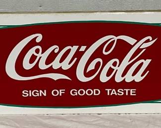 Coca-Cola Metal Fishtail Sign, 55in x 13in