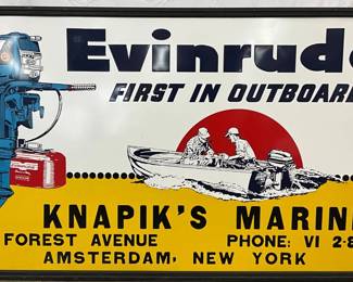 Emb. Evinrude Sign for Knapik’s Marine, 87in x 51in