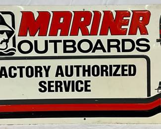 Emb. Mariner Outboards Metal Sign, 32in x 15in