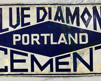 Single-Sided Porcelain Advertising Sign: ‘Blue Diamond Portland Cement,’ 40×20 Inches