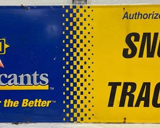 Emb.  Sunoco Lubricants Snow Tractor Metal  Sign, 60in x 24in
