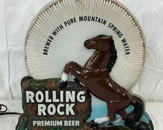 Rolling Rock Premium Beer Light-Up Animated Spinner, 14x14 