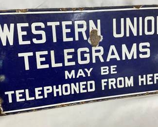 Porc, Western Union Telegrams Flange Sign, 18×10 Inches