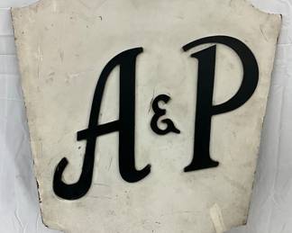 Wooden A&P Shield-Shaped Sign, 30in x 36in