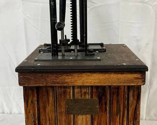 Early S.F. Bowser & Co. Wooden Oiler, 14in x 32in