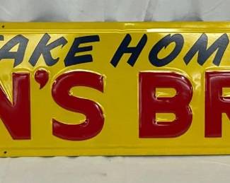 1959 Emb. ‘Take Home Kern’s Bread’ Metal Sign, 42×8 
