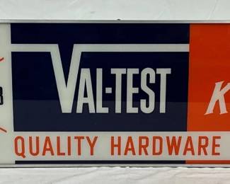 Keen Kutter and Val-Test Lighted Clock Sign, 51 x 15 Inches