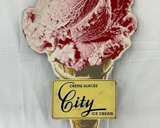 ‘City Ice Cream,’ Die Cut Masonite Sign,  28in x 48in