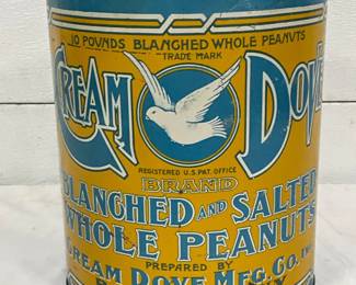  8in x 10in Cream Dove Brand 10-Pound Metal Peanut Tin