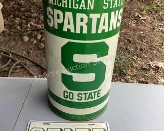 MSU metal can & license plate