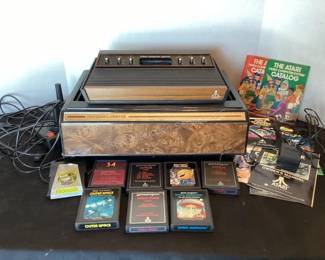 Vintage Atari System, games, controllers & Tele-Games storage box