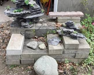 4x8x16" solid cement blocks, rocks & fountain decor