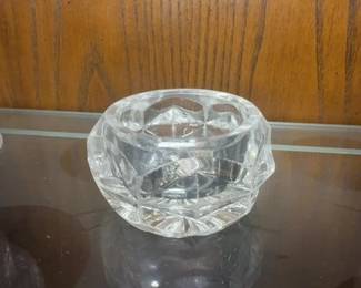 Cut Crystal Votive Holder or Small Bowl with Starburst Base