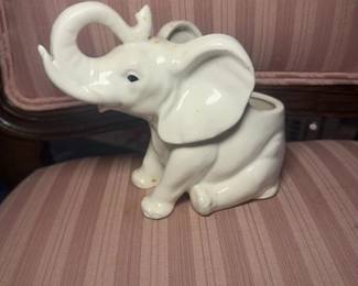 Vintage McCoy White Ceramic Elephant Planter