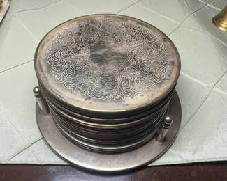 SilverPlated Coaster Set with Holder