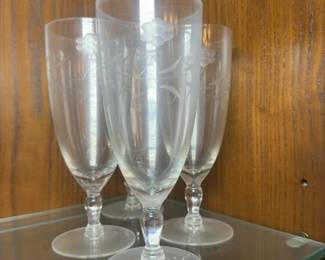 Princess House Heritage Etched Crystal Glasses