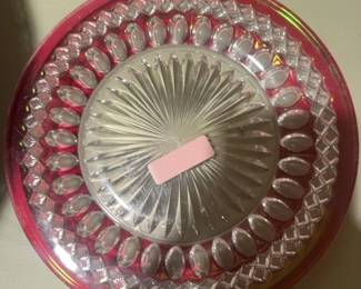 Indiana Glass Diamond Point Ruby Red Compote Dish