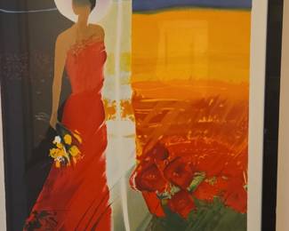 Emile Bellet Chapeau Blanc Et Robe Rouge Limited Edition Print