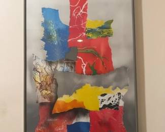 Laszlo Dus Abstract Mixed Media Collage Framed Art second image