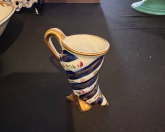 Vtg Zanesville Chic Art Pottery Cobalt Blue Cornucopia
